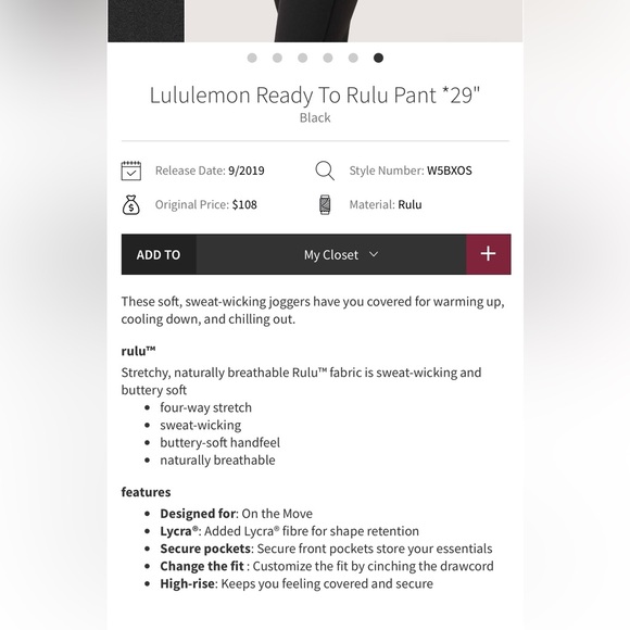 Lululemon Ready To Rulu Pant *29" Black Size 2 - Picture 11 of 12